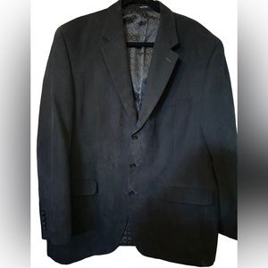 Ralph Lauren Size 46L Black Faux Suede Blazer, 3 buttons, lined, pockets